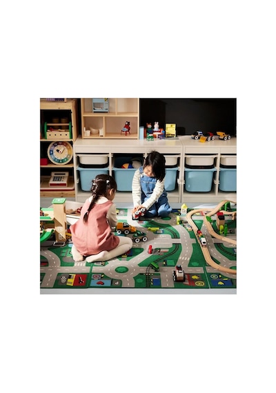 Ikea Lıllabo Çocuk Oyun Halısı 75 X 133 Cm Yeşil - Gri - Siyah Çok Renkli