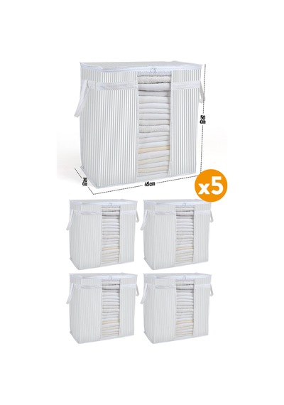 Esti 5 Adet - Pencereli Saklama Çantası 50 X 45 X 30 Cm Gri