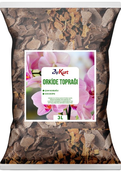 Bykurt 3l Orkide Toprağı İri Parçalı Çam Kabuğu & Cococips Karışımı Elenmiş Ve Temizlenmiş 3 Litre