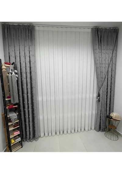 Nivemeshome 2075 Melodi Ekru 1/3 Pileli Bambu Tül Perde
