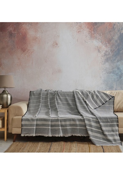 Madrid %100 Pamuklu Natural Koltuk Örtüsü I Koltuk Şalı I Çekyat Örtüsü I 170x210cm 001