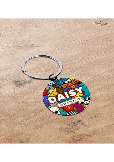 Bk Gift Evcil Dostlara Özel İsimli 2 Li Ahşap Pet Tasma Künyesi - Model 1-7 Çok Renkli