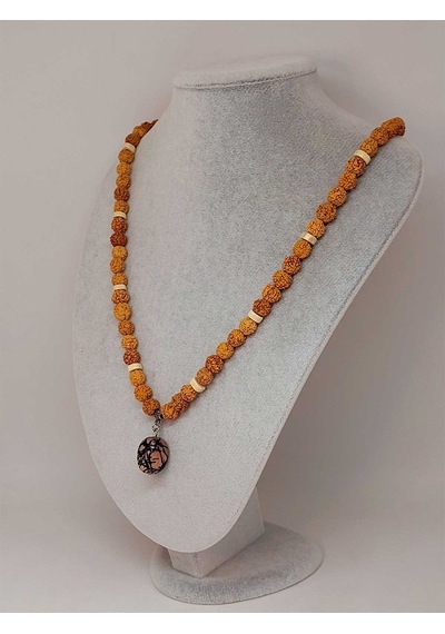 Rodonit Taşlı Rudraksha Tohum Kolye Dolama Bileklik 8mm 49708