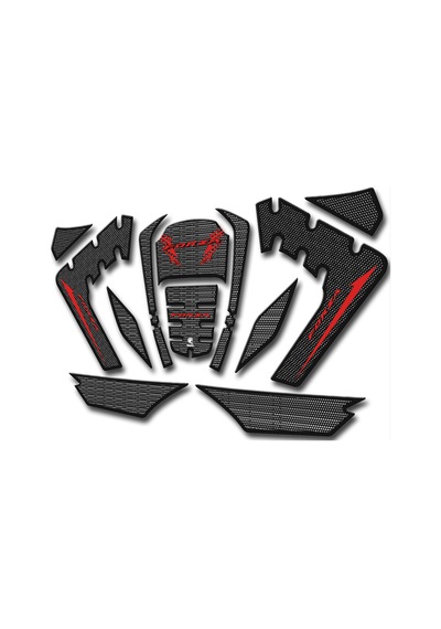 Hades Honda Forza 250 Uyumlu Tank Pad Seti Karbon Kırmızı Depo Koruma Siyah
