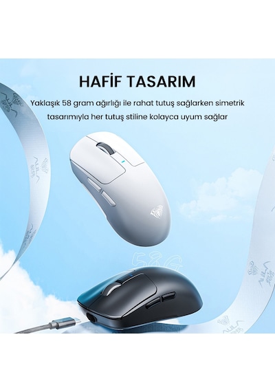 Aula Sc680 26000 Dpı 7 Tuşlu Kablosuz Optik Gaming Oyuncu Mouse Sarı
