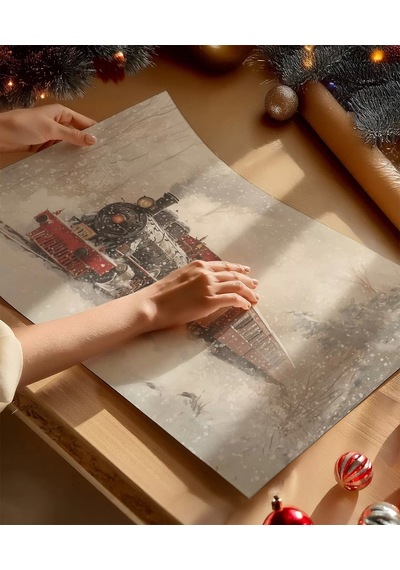 Çerçevesiz Poster Kışın Tren Seferi
