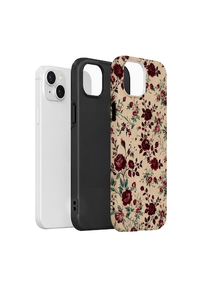 Velvoria Valestra Bordo Botanik Apple iPhone Uyumlu 15 Darbe Korumalı Kılıf Valestra Select - Bordo Botanik
