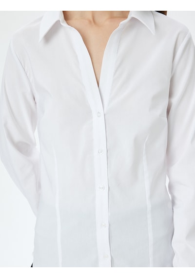 Koton Klasik Yaka Uzun Kollu Slim Fit Gömlek Beyaz 5sak60046uw Beyaz