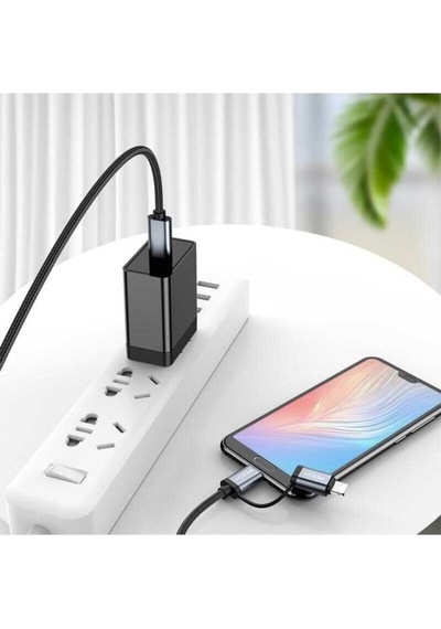 Rock Şarj Kablosu 2 Li Type C Ve Lightning 20w 1 M Siyah