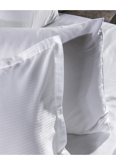 Madame Coco Thalie Family Size %100 Pamuk Çizgili - 300tc Saten Çarşaflı Nevresim Takımı - Beyaz 8684427207833 Çok Renkli