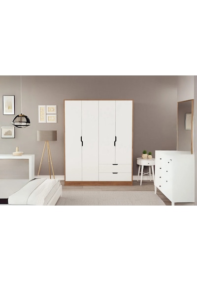 Moderno Xl 4 Kapaklı 2 Çekmeceli Gardırop Geniş Aileler İçin Şık Çözüm Atlantik Çam - Beyaz Moderno Xl 4 Kapaklı 2 Çekmeceli Gardırop Geniş Aileler İçin Şık Çözüm Atlantik Çam - Beyaz