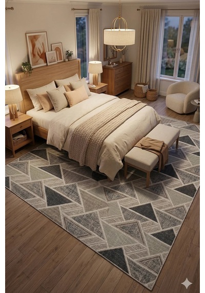 Villadia Home Textile Modern Desen Baskılı Kaymaz Taban Elit Şık Dört Mevsim Yıkanabilir Halı Yolluk Oturma Salon Odası Mavi
