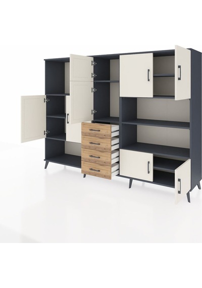 Hyperion Dolap 9 Raflı 4 Çekmeceli 8 Kapaklı 220x44x163 Antrasit- Antrasit-aytaşı/çam Hyperion Dolap 9 Raflı 4 Çekmeceli 8 Kapaklı 220x44x163 Antrasit- Antrasit-aytaşı/çam