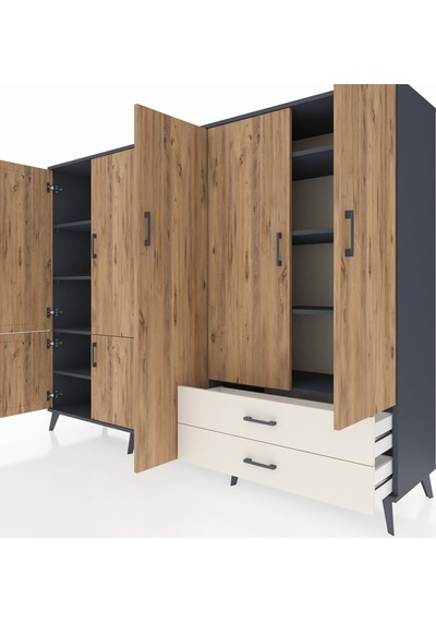 Hyperion Dolap 12 Raflı 2 Çekmeceli 7 Kapaklı 220x44x163 Antrasit Antrasit-çam/aytaşı Hyperion Dolap 12 Raflı 2 Çekmeceli 7 Kapaklı 220x44x163 Antrasit Antrasit-çam/aytaşı