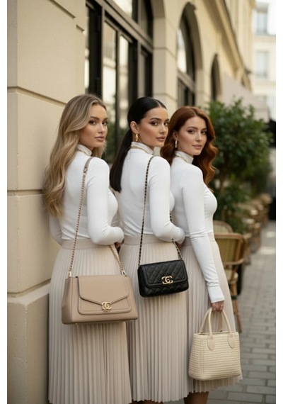 3 Lü Parmak Geçmeli Kadın Body Seti Beyaz