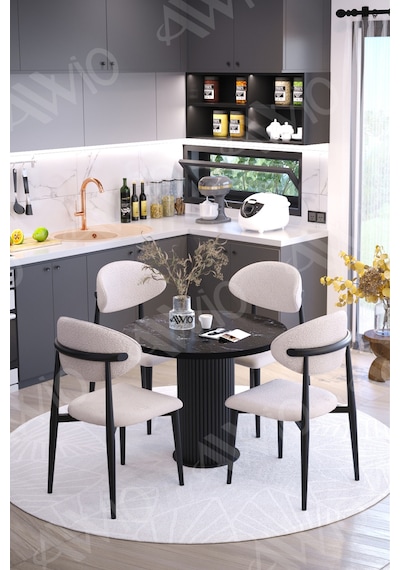 Avvio Lyon Bohem Ayak Siyah Polo Sandalye 90x90 Yemek Masası Mutfak Masası Masa Sandalye Takımı Siyah Mermer Avvio Lyon Bohem Ayak Siyah Polo Sandalye 90x90 Yemek Masası Mutfak Masası Masa Sandalye Takımı Siyah Mermer