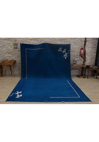 Turkuaz Modern Vintage Eskitme Halı 194x284