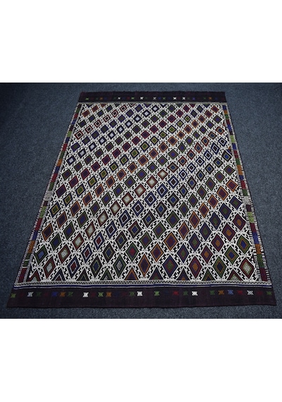 Zehra Abla Halı Yeni El Dokuması Eşsiz Karapınar Cecim Yün Kilim 7474 Çok Renkli