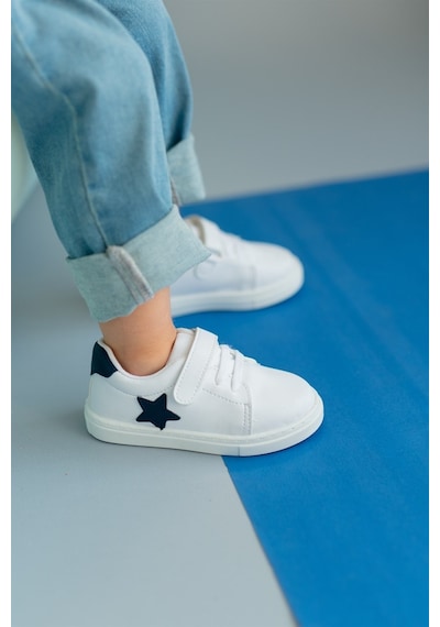 First Step S-1000 Yıldızlı Cırt Cırtlı Kız Bebek Günlük Spor Ayakkabı Beyaz - Lacivert