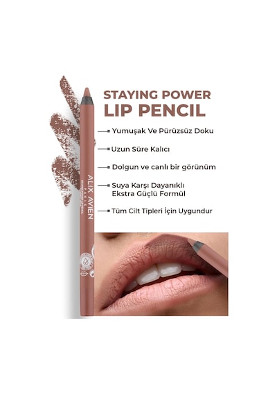 Alix Avien Suya Dayanıklı Uzun Süre Kalıcı Yumuşak Dudak Kalemi Staying Power Lip Pencil 51 Pinky Beige