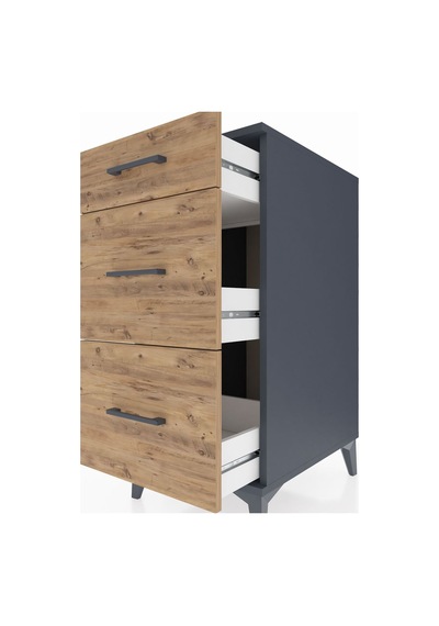 Kronos Komodin 3 Çekmeceli 44x59x96 Antrasit-çam Antrasit