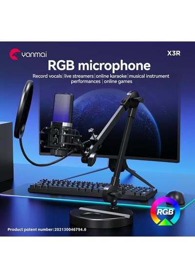 X3r Rgb Usb Condenser Profesyonel Mikrofon, Siyah
