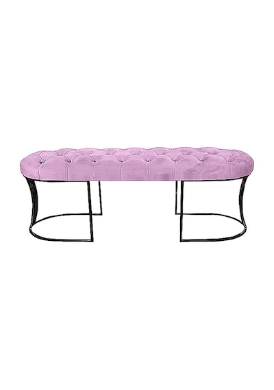 Viego Siyah Bench Puf Pembe