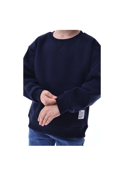 Erkek Çocuk Sweatshirt %100 Pamuk Rahat Kalıp 5-10 Yaş Lacivert