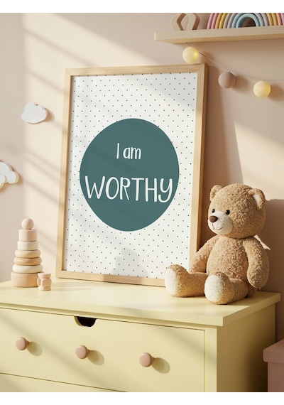 I Am Worthy Dijital Baskı Poster Lacivert Çerçevesiz