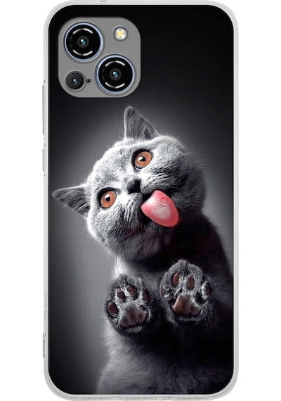 Reeder S23 Pro Max İle Uyumlu Kedi 2 Kamera Korumalı Şeffaf Kılıf Şeffaf