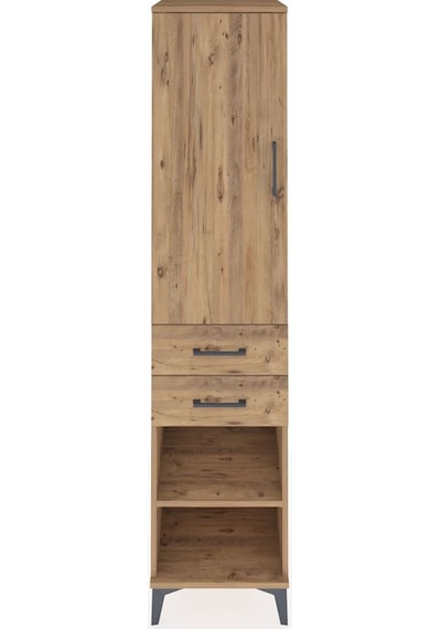 Hyperion Dolap 4 Raflı 2 Çekmeceli Tek Kapaklı 44x44x195 Çam-çam Çam