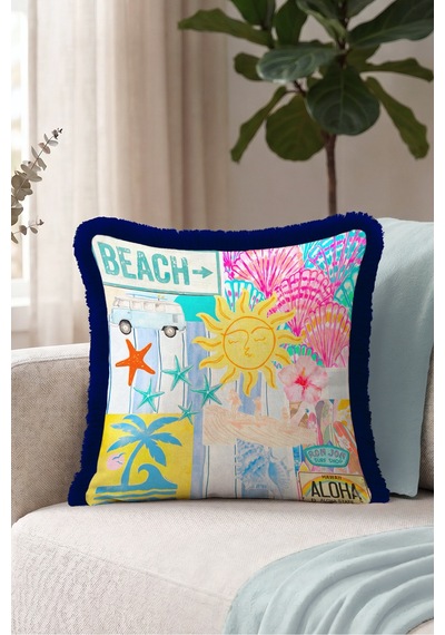 Beach Tropik Yazlık Deniz Temalı Egzotik Saçaklı Yastık Kılıfı - Surf Aloha Püsküllü Kırlent Kılıfı Derin Esinti Lime Beach Tropik Yazlık Deniz Temalı Egzotik Saçaklı Yastık Kılıfı - Surf Aloha Püsküllü Kırlent Kılıfı Derin Esinti Lime