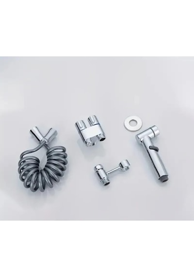 Premium Çift Çıkışlı Taharet Musluğu Seti - Esnek Spiral Hortumlu Taharet Bataryası Ve Başlığı - Krom Veya A Diğer 57531812