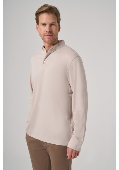 Morven Erkek Taş Trend Polo Yaka Rayon Sweatshirt 26ks063004870 Taş