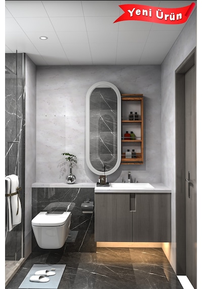 Çok Amaçlı Aynalı Takı Dolabı Mdf Kapak - Çam - Oval Çerçeve