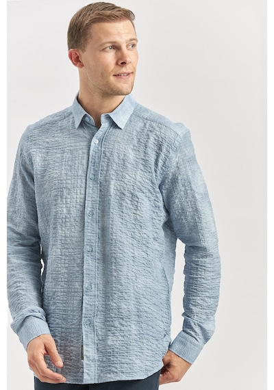 İmza Koyu Mavi Uzun Kollu Baskılı Gofreli Düğmeli Yaka Cepsiz Pamuklu Likralı Slim Fit Gömlek 1004240100 Koyu Mavi İmza Koyu Mavi Uzun Kollu Baskılı Gofreli Düğmeli Yaka Cepsiz Pamuklu Likralı Slim Fit Gömlek 1004240100 Koyu Mavi