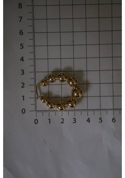 14 Ayar Altın Top Sıralı Oval Halka Küpe Kp110108