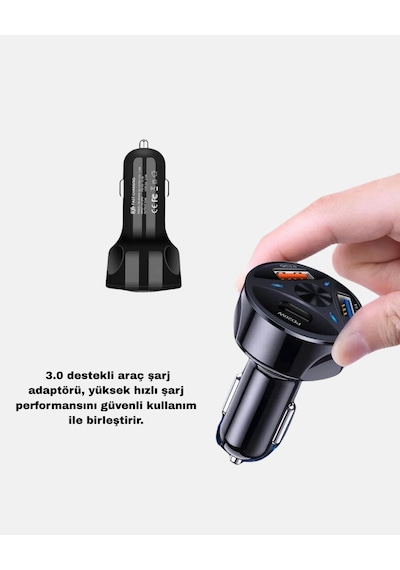 Araç İçi Telefon Tutucu + Quick Charge 3.0 Araç Şarj Cihazı Seti Cn