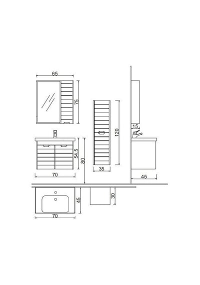 Denko Mostar 70 Cm Mdf Lake Banyo Dolabı Takımı Aynalı Üst Modülü Çok Renkli Denko Mostar 70 Cm Mdf Lake Banyo Dolabı Takımı Aynalı Üst Modülü Çok Renkli