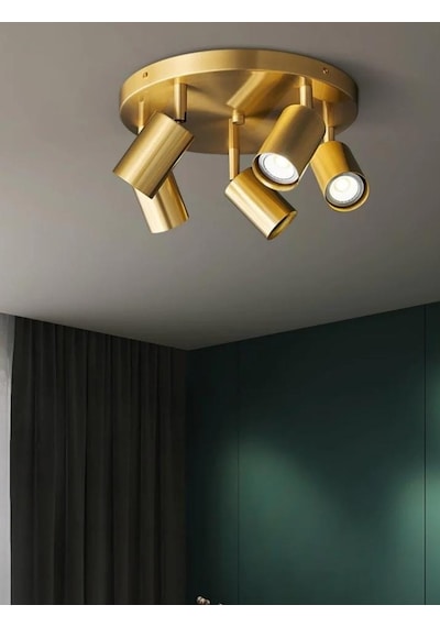 Mylights Eskitme Kaplama Beşli Led Spot Avize 35 Cm Kasa Panasonıc Günışığı Ampulü Eskitme