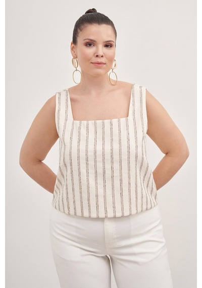 Myline Astarlı Kare Yaka Top-1811 Krem