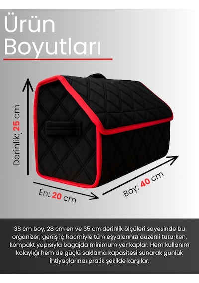 Araç Bagaj Düzenleyici Organizer Tay Tüyü Kaymaz Cırt Bantlı Geniş Hacimli Çanta A1