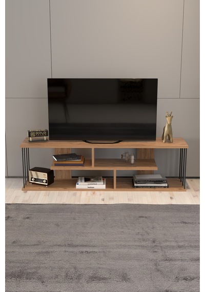 Tv Sehpası Raflı 140 Cm Gzd Tv Ünitesi Ceviz