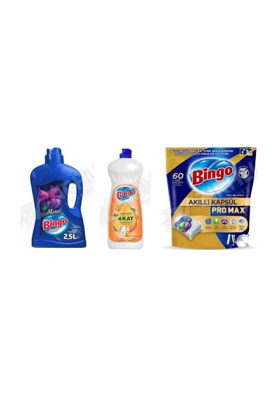 Bingo Yüzey Tem. Fresh 2.5 Lt + Bulaşık Deterjanı 650 Ml + Pro Tablet 60'lı 3'lü Set Diğer 57553648