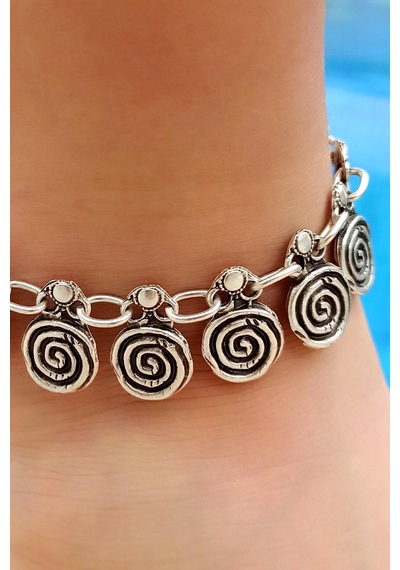 Antik Gümüş Kaplama Spiral Şekilli El Yapımı Ayarlanabilir  Kadın Gümüş