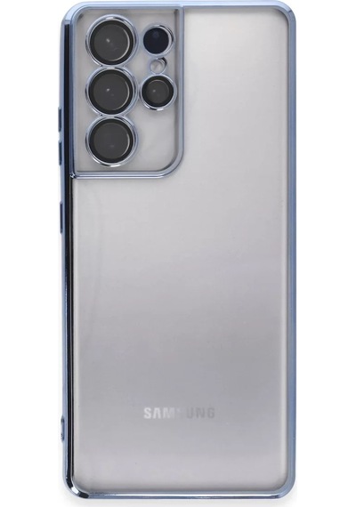 Newface Samsung Galaxy S21 Ultra Kılıf Razer Lensli Silikon - Açık Mavi