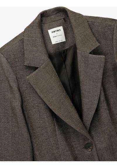 Koton Düğmeli Uzun Kollu Slim Fit Blazer Ceket Kahverengi Desenli 7wak50007ew