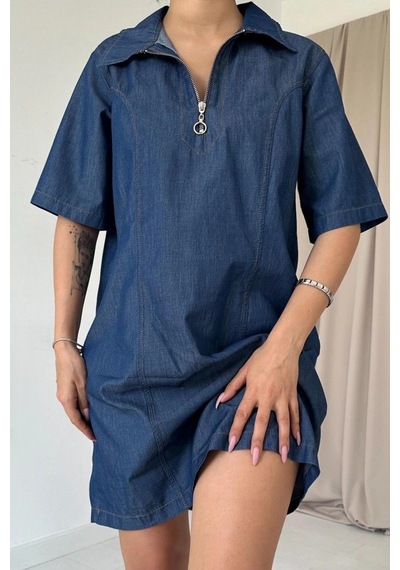 Valensdesign Mavi Tencel Kuplu Elbise