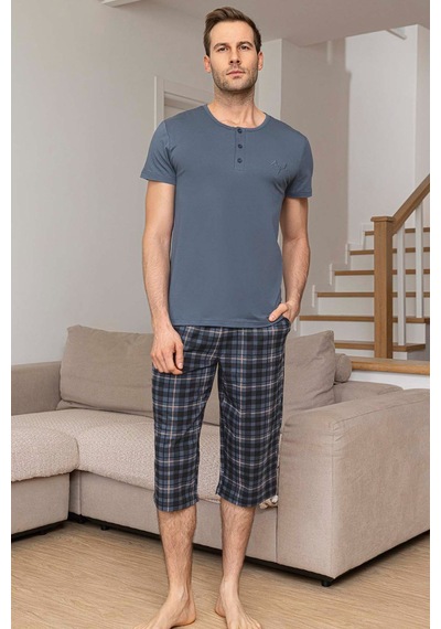 Aydoğan Erkek Civan Modal Bermuda Mavimsi Gri Pijama Takım 0029 Petrol