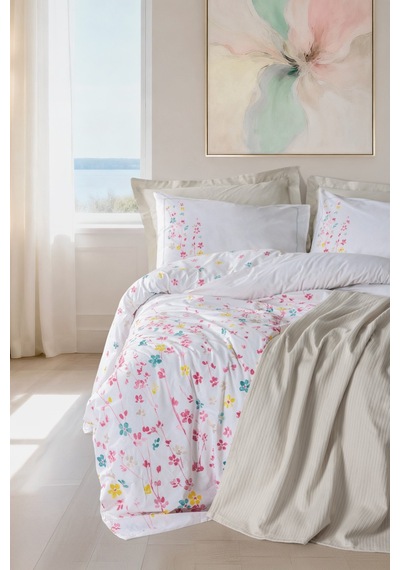 Cotton Box Vivid Çift Kişilik Pikeli Nevresim Takımı Flare Bej Çok Renkli